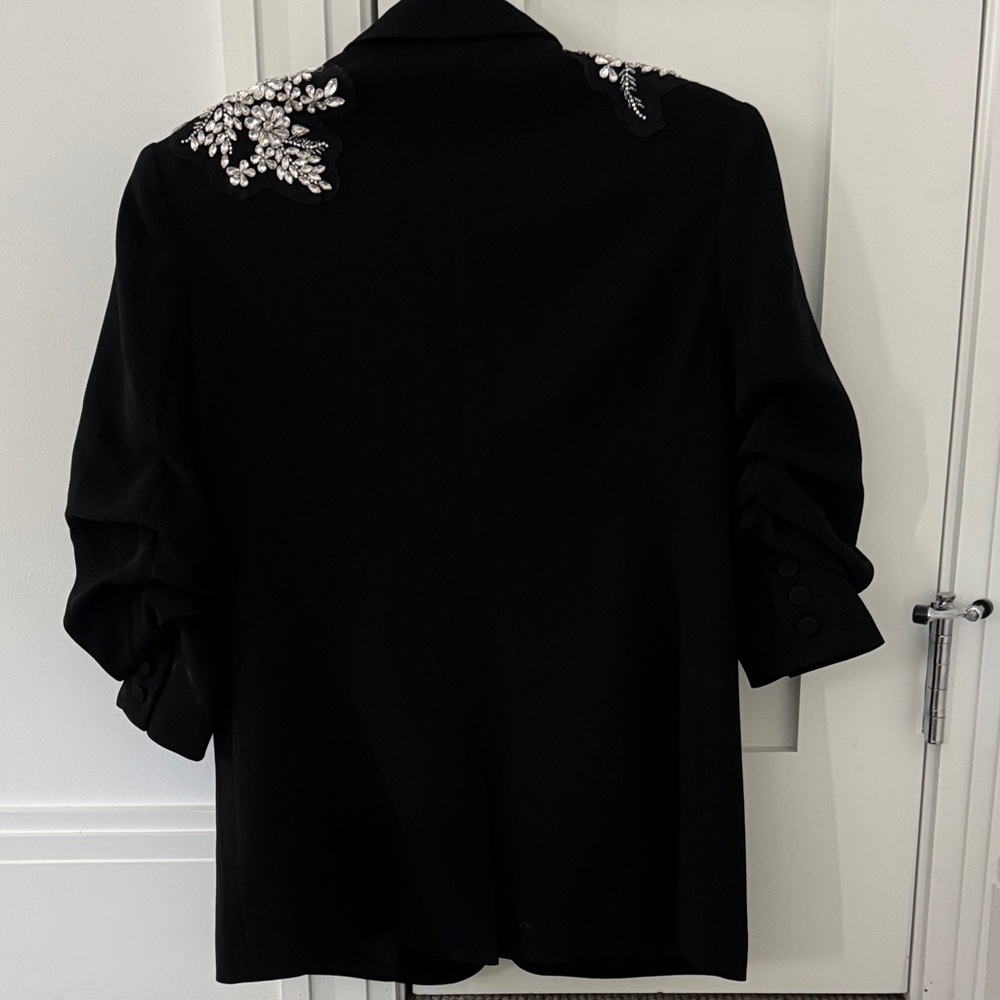 Cinq à Sept Black Blazer with Silver Embellishments - Picture 2 of 4